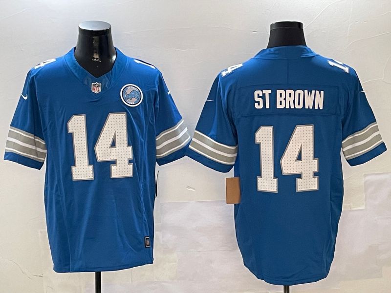 Men Detroit Lions #14 St Brown Blue three generations 2024 Nike Limited NFL Jersey style 01021->detroit lions->NFL Jersey